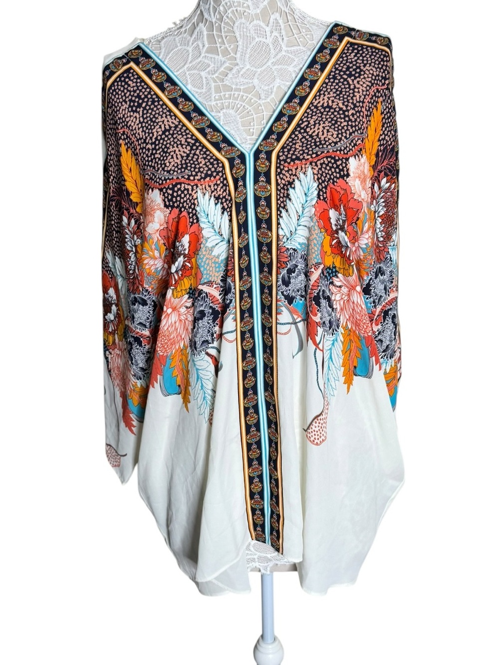 Rose & Olive Tunic Top Floral womens size 3X Dolmain Boho Bohemian Relaxed NWT
